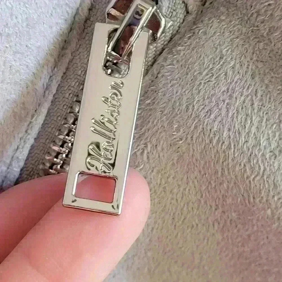 Hollister by A&F Womens Faux Fur-Lined Shearling Biker Jacket Medium Gray Color - Picture 10 of 13